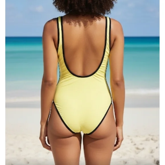 Wildfox Yellow One Piece Bathing Suit with Lightning Bolt, M, NWT✔️ - Picture 2 of 9